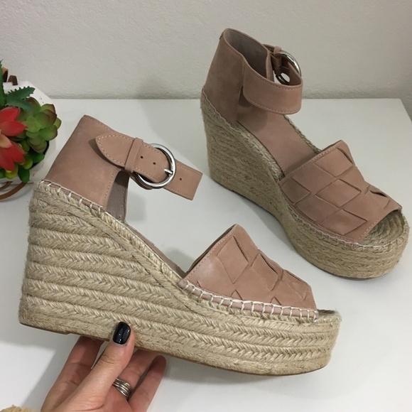 NEW Marc Fisher Adalla blush suede platform wedge - Picture 1 of 7